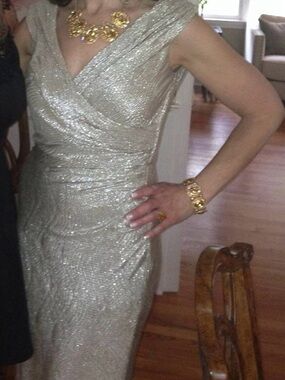 Ralph Lauren Evening Metallic Gold Wrap Dress